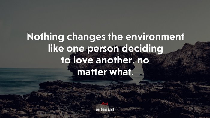 Nothing changes the environment like one person deciding to love another, no matter what. | Neale Donald Walsch quote