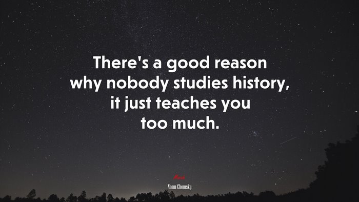 There’s a good reason why nobody studies history, it just teaches you too much. | Noam Chomsky quote
