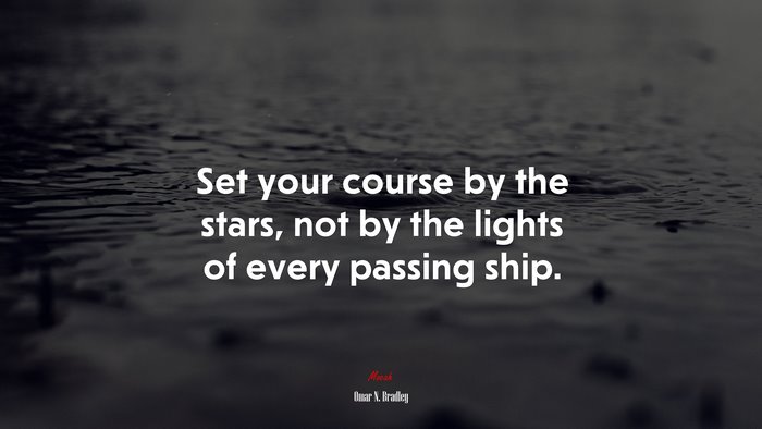 Set your course by the stars, not by the lights of every passing ship. | Omar N. Bradley quote