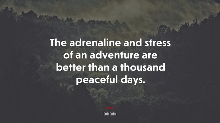 The adrenaline and stress of an adventure are better than a thousand peaceful days. | Paulo Coelho quote