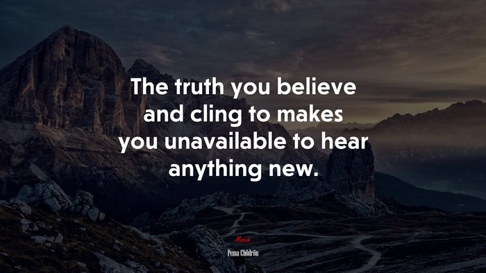 The truth you believe and cling to makes you unavailable to hear anything new. | Pema Chödrön quote