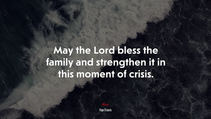 May the Lord bless the family and strengthen it in this moment of crisis. | Pope Francis quote