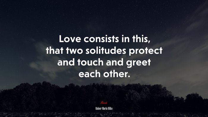 Love consists in this, that two solitudes protect and touch and greet each other. | Rainer Maria Rilke quote