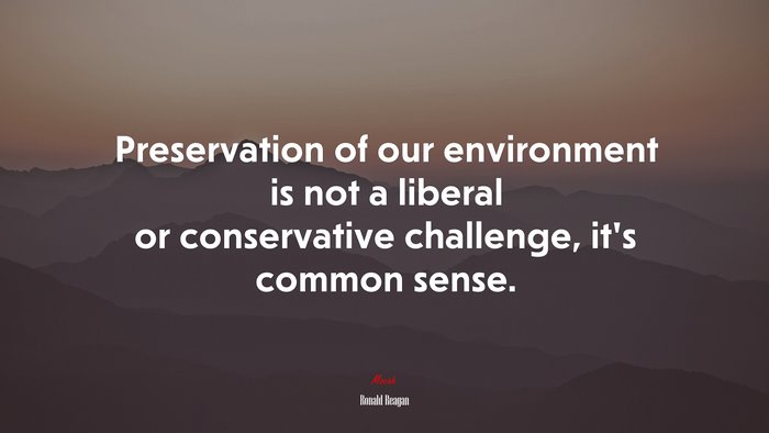Preservation of our environment is not a liberal or conservative challenge, it’s common sense. | Ronald Reagan quote