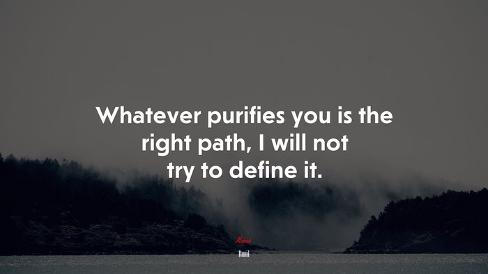 Whatever purifies you is the right path, I will not try to define it. | Rumi quote