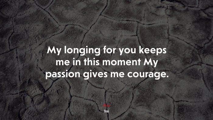 My longing for you keeps me in this moment My passion gives me courage. | Rumi quote
