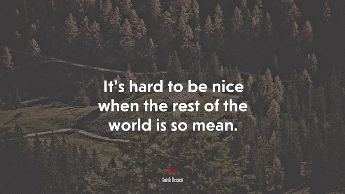 It’s hard to be nice when the rest of the world is so mean. | Sarah Dessen quote