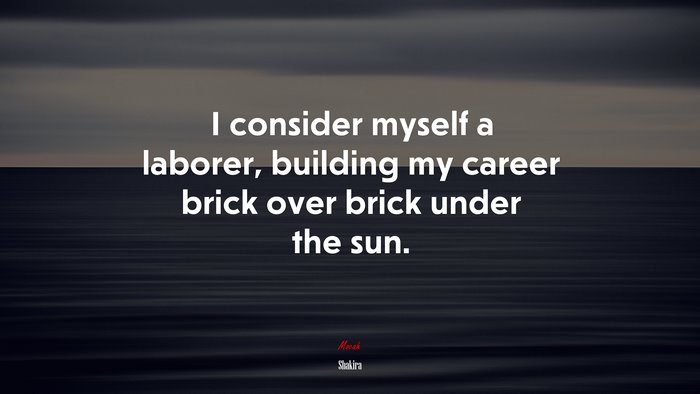 I consider myself a laborer, building my career brick over brick under the sun. | Shakira quote