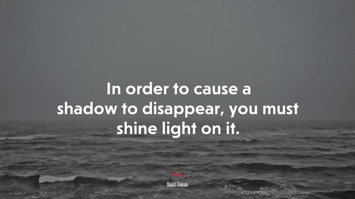 In order to cause a shadow to disappear, you must shine light on it. | Shakti Gawain quote