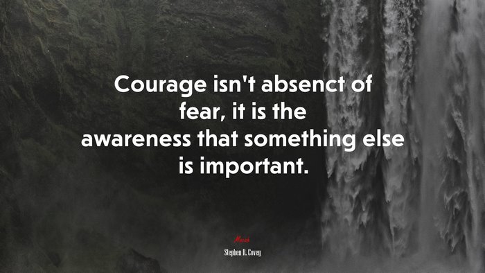 Courage isn’t absenct of fear, it is the awareness that something else is important. | Stephen R. Covey quote
