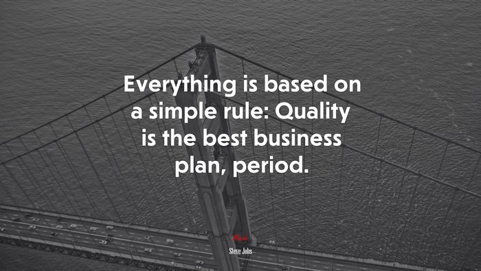 Everything is based on a simple rule: Quality is the best business plan, period. | Steve Jobs quote