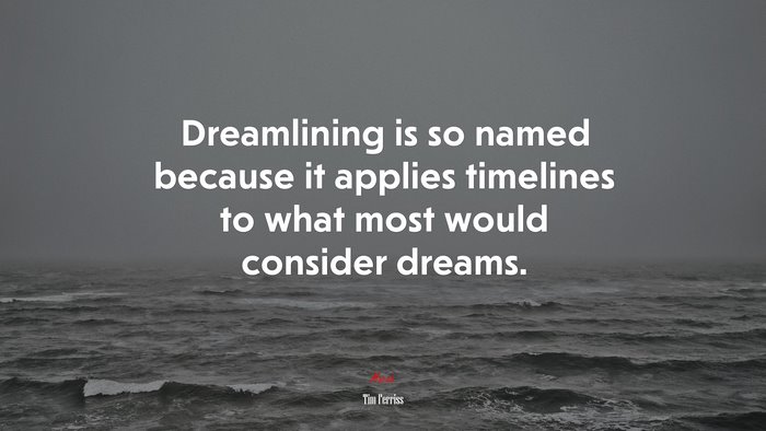 Dreamlining is so named because it applies timelines to what most would consider dreams. | Tim Ferriss quote
