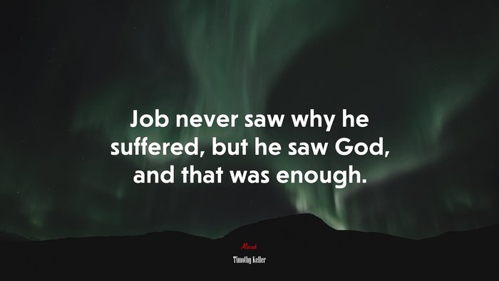 Job never saw why he suffered, but he saw God, and that was enough. | Timothy Keller quote