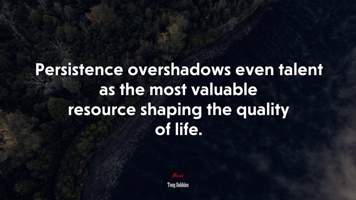 Persistence overshadows even talent as the most valuable resource shaping the quality of life. | Tony Robbins quote