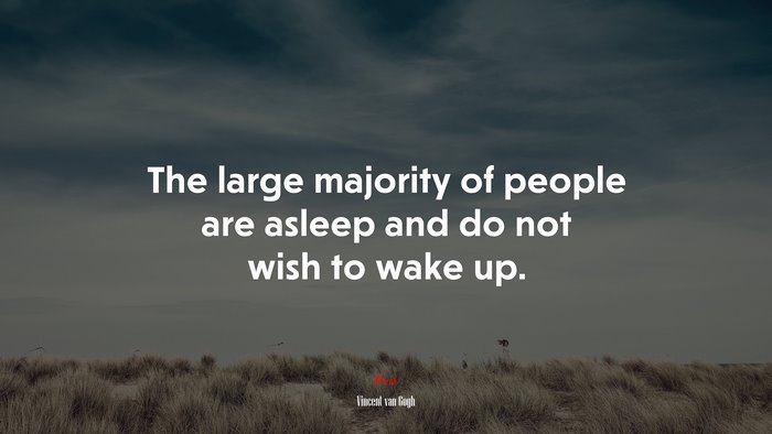 The large majority of people are asleep and do not wish to wake up. | Vincent van Gogh quote
