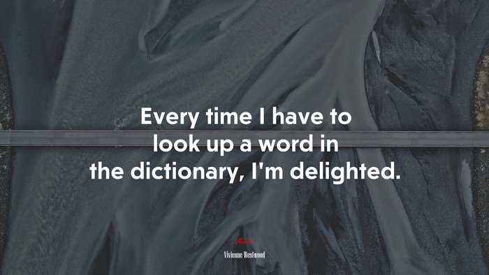 Every time I have to look up a word in the dictionary, I’m delighted. | Vivienne Westwood quote