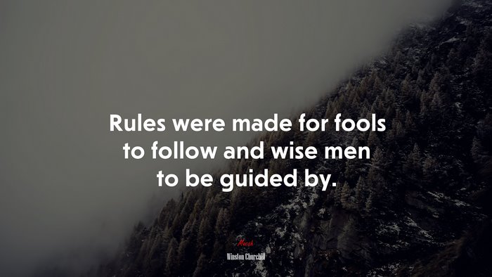 Rules were made for fools to follow and wise men to be guided by. | Winston Churchill quote