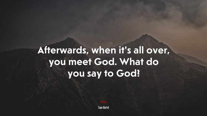 Afterwards, when it’s all over, you meet God. What do you say to God? | Yann Martel quote