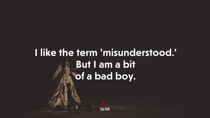 I like the term ‘misunderstood.’ But I am a bit of a bad boy. | Zayn Malik quote