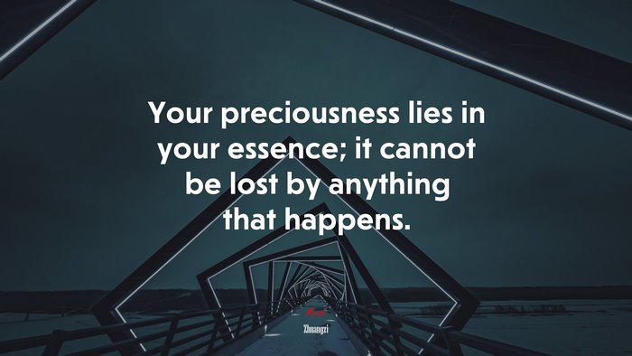 Your preciousness lies in your essence; it cannot be lost by anything that happens. | Zhuangzi quote
