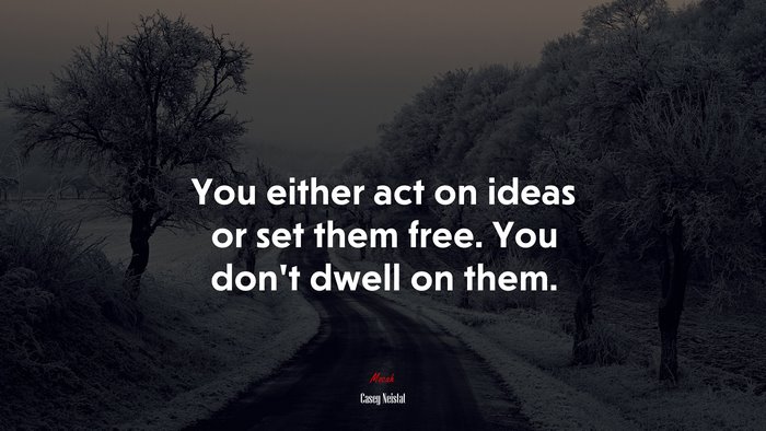 You either act on ideas or set them free. You don’t dwell on them. | Casey Neistat quote