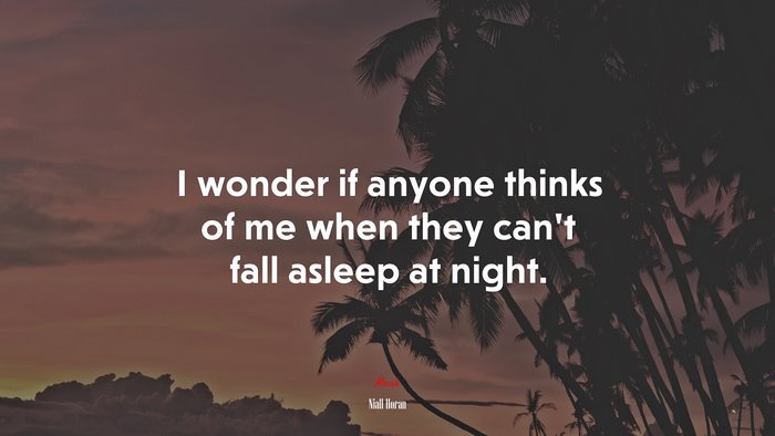 I wonder if anyone thinks of me when they can’t fall asleep at night. | Niall Horan quote