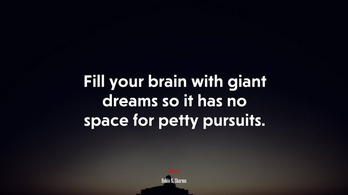 Fill your brain with giant dreams so it has no space for petty pursuits. | Robin S. Sharma quote
