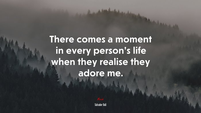 There comes a moment in every person’s life when they realise they adore me. | Salvador Dalí quote