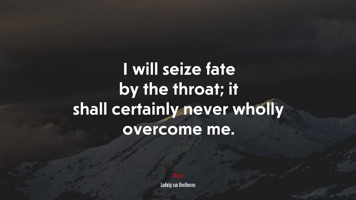 I will seize fate by the throat; it shall certainly never wholly overcome me. | Ludwig van Beethoven quote