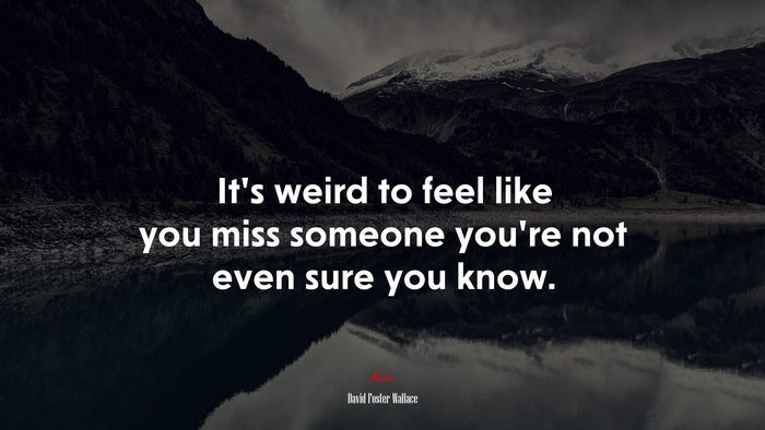 It’s weird to feel like you miss someone you’re not even sure you know. | David Foster Wallace quote