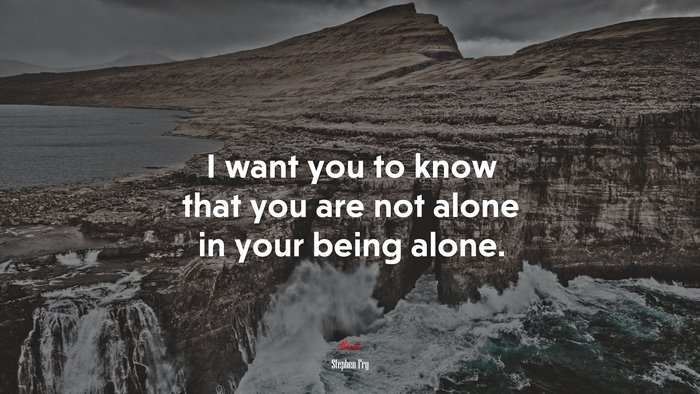 I want you to know that you are not alone in your being alone. | Stephen Fry quote