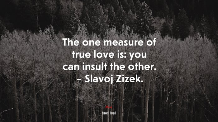 The one measure of true love is: you can insult the other. – Slavoj Zizek. | Russell Brand quote