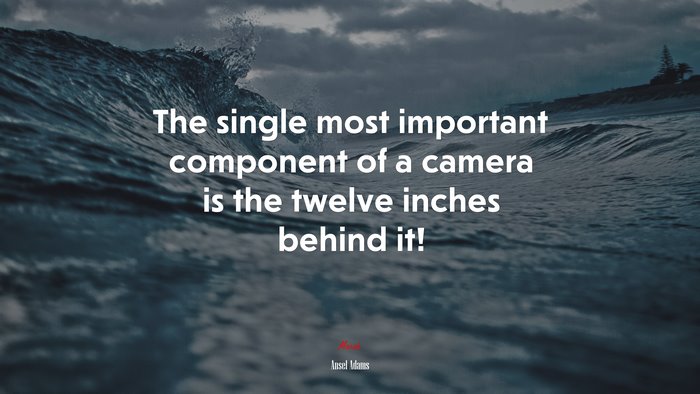 The single most important component of a camera is the twelve inches behind it! | Ansel Adams quote