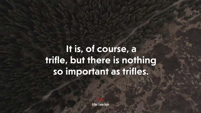 It is, of course, a trifle, but there is nothing so important as trifles. | Arthur Conan Doyle quote