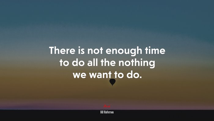 There is not enough time to do all the nothing we want to do. | Bill Watterson quote