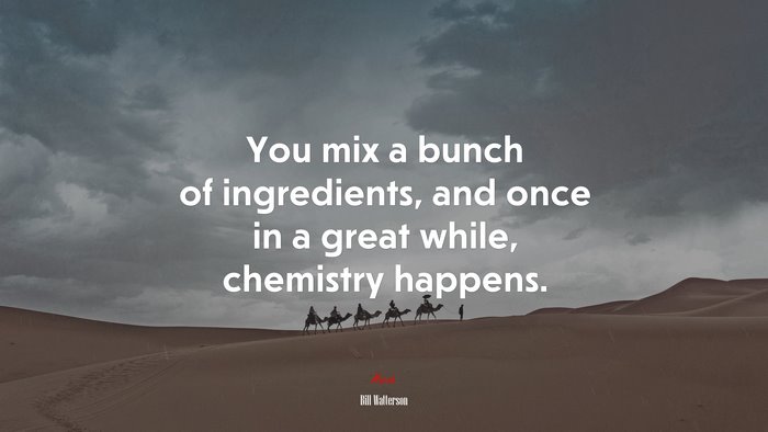 You mix a bunch of ingredients, and once in a great while, chemistry happens. | Bill Watterson quote
