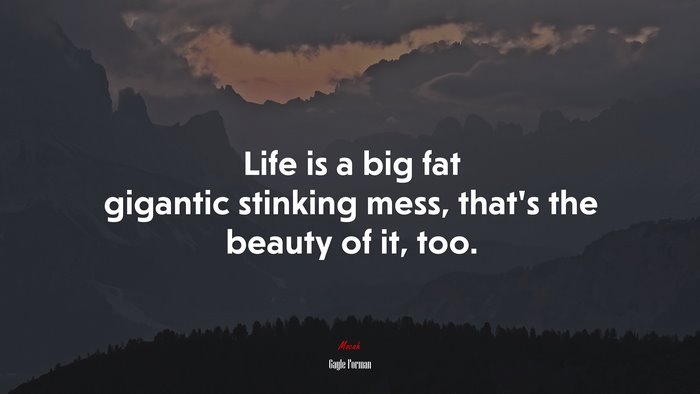 Life is a big fat gigantic stinking mess, that’s the beauty of it, too. | Gayle Forman quote