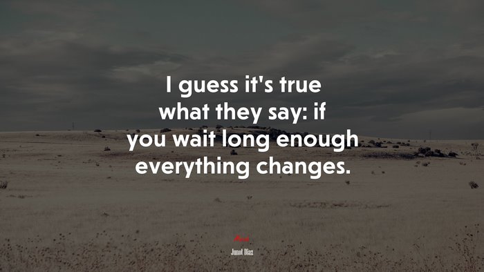 I guess it’s true what they say: if you wait long enough everything changes. | Junot Díaz quote