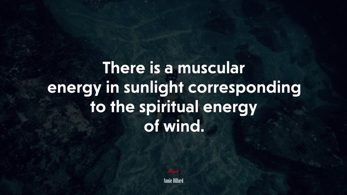 There is a muscular energy in sunlight corresponding to the spiritual energy of wind. | Annie Dillard quote