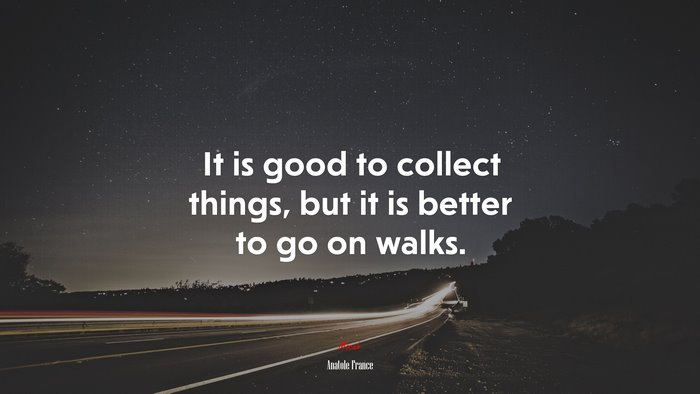 It is good to collect things, but it is better to go on walks. | Anatole France quote