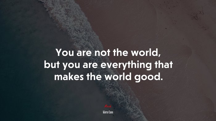 You are not the world, but you are everything that makes the world good. | Kiera Cass quote