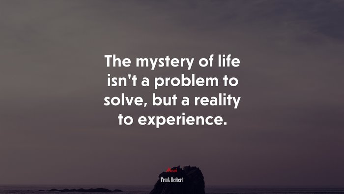 The mystery of life isn’t a problem to solve, but a reality to experience. | Frank Herbert quote