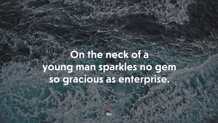 On the neck of a young man sparkles no gem so gracious as enterprise. | Hafez quote