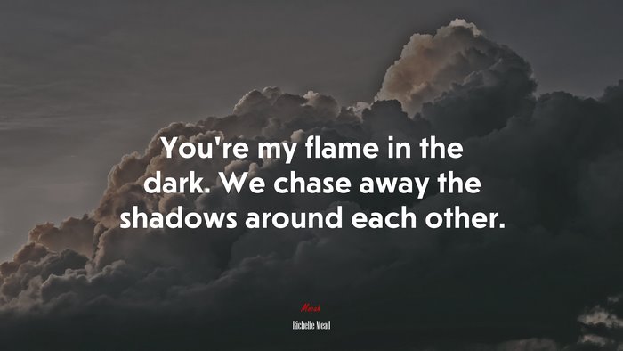 You’re my flame in the dark. We chase away the shadows around each other. | Richelle Mead quote