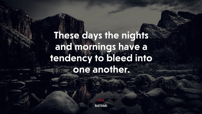 These days the nights and mornings have a tendency to bleed into one another. | David Nicholls quote