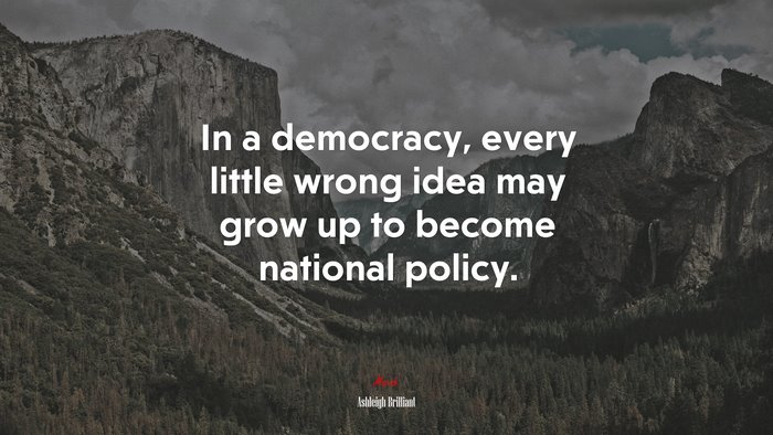 In a democracy, every little wrong idea may grow up to become national policy. | Ashleigh Brilliant quote
