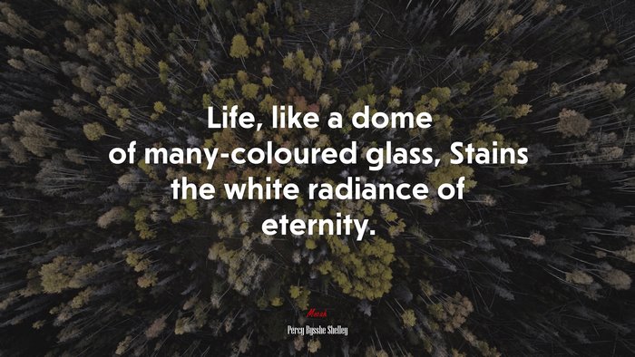 Life, like a dome of many-coloured glass, Stains the white radiance of eternity. | Percy Bysshe Shelley quote