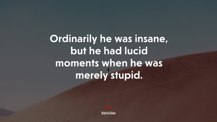 Ordinarily he was insane, but he had lucid moments when he was merely stupid. | Heinrich Heine quote
