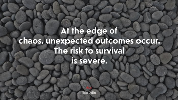 At the edge of chaos, unexpected outcomes occur. The risk to survival is severe. | Michael Crichton quote