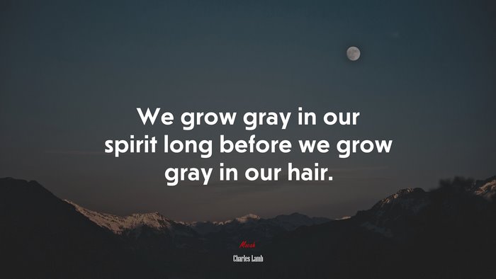 We grow gray in our spirit long before we grow gray in our hair. | Charles Lamb quote